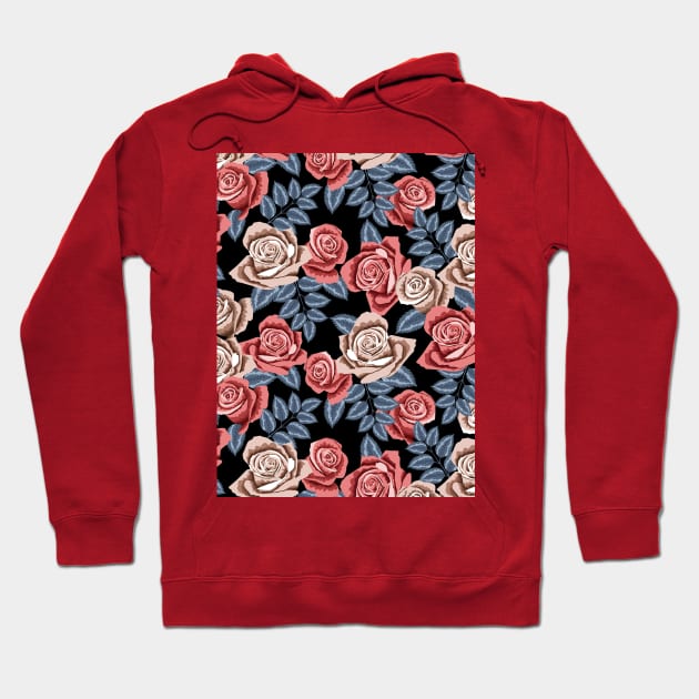 Roses Pattern Hoodie by Designoholic